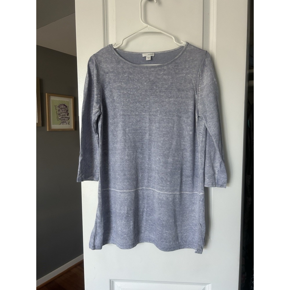 Pure Jill J Jill Tunic Top Linen Blend Sweater Blue Lightweight Coastal Size S